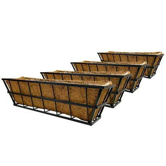 Panacea Modern Farmhouse Deck Planter - Rectangular Alloy Steel - 4 Pack, 30.25" Black