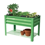 Panacea 83360 Elevated Rustic Farmhouse Planter Box with Stand, Galvanized Large Planter