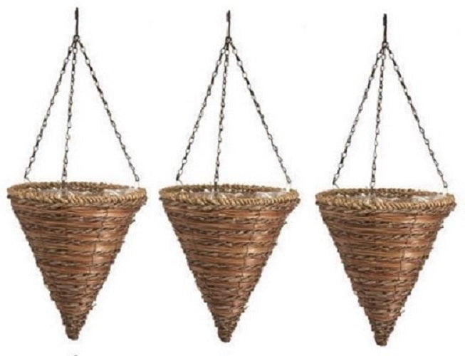 Panacea 88636GT 12" Rope & Fern Cone Hanging Baskets - Quantity 3 -  Walmart.com