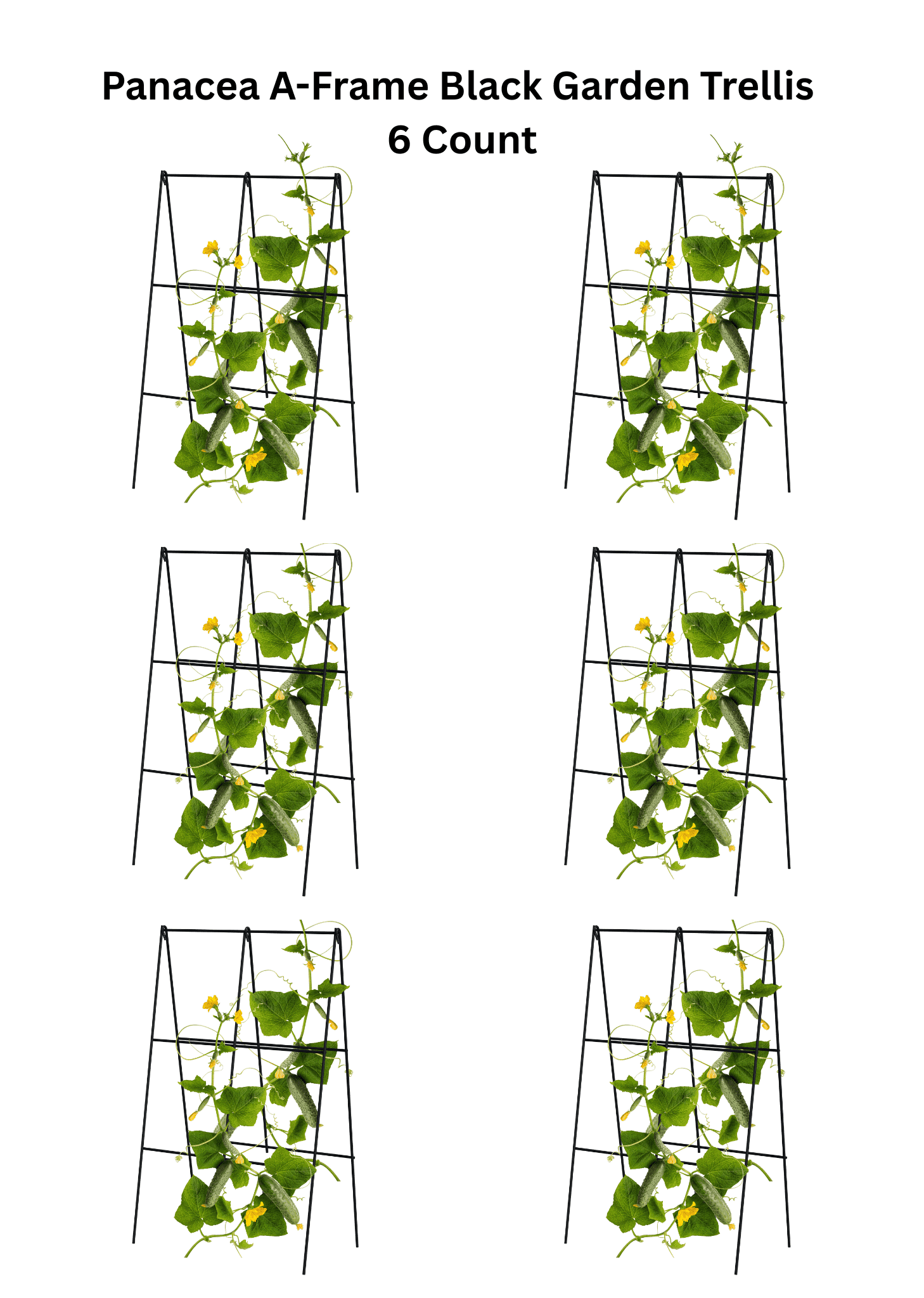 Panacea A-Frame Black Garden Trellis, 6 Count - Metal Folding Garden A Frame Trellis for Vegetables