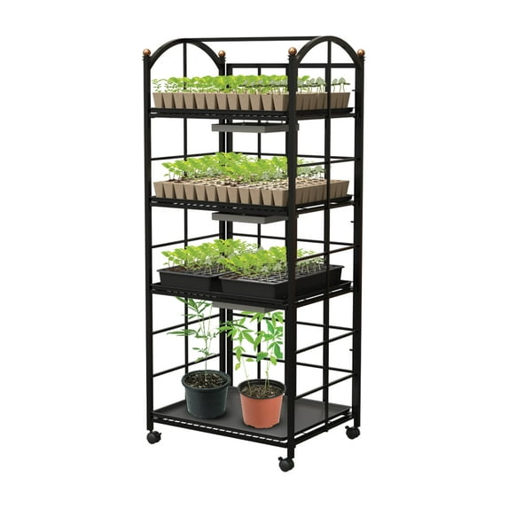 Panacea Adjustable Shelf Plant Stand/Patio Greenhouse with Grow Lights