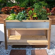 Panacea 81478 Cedar & Galvanized Steel Elevated Planter Bed, 4'L