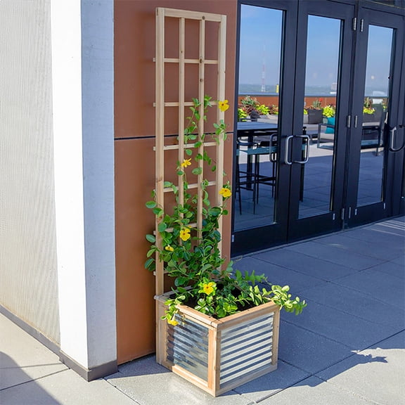 Panacea Cedar & Galvanized Steel Planter with Trellis, 76"H