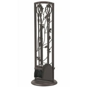 Panacea Oak Leaf Fireplace Tool Set, 5 Piece, Dark Brown