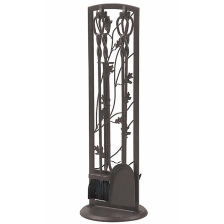 Panacea Oak Leaf Fireplace Tool Set, 5 Piece, Dark Brown