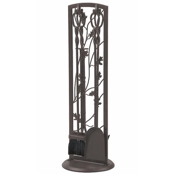 Panacea Oak Leaf Fireplace Tool Set, 5 Piece, Dark Brown