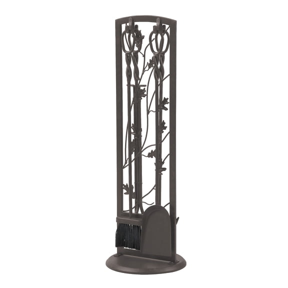 Panacea Oak Leaf Fireplace Tool Set, 5 Piece, Dark Brown