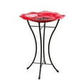 Panacea Decorative Glass Bird Bath and Stand, Poppy