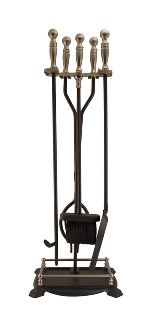 Matte Black and Nickel 30" Metal Fireplace Tool Set