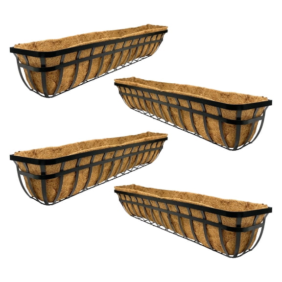 Panacea Flat Iron Series Planter Boxes, Black, 48"L, 4 Pack