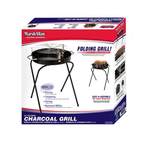 Panacea Fold-a-Matic 22” Heavy Duty Portable Charcoal Grill, Steel Construction, Foldable