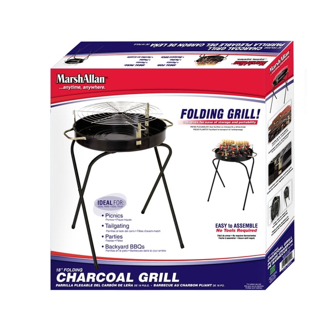 Panacea Fold-a-Matic 22” Heavy Duty Portable Charcoal Grill, Steel ...
