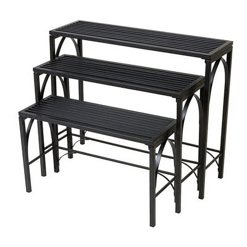 Black Gothic Style 3-Tier Metal Plant Stand Set