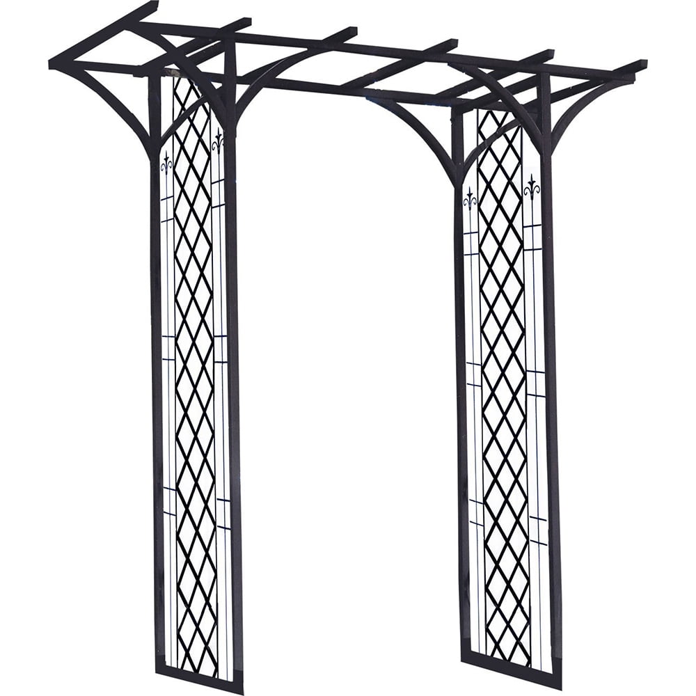 PANACEA PRODUCTS Panacea Black Lattice Arbor, 84" H - Garden Lattice Arbors, Lattice Panel for Arbor