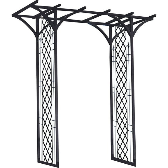 Panacea Black Lattice Arbor, 84" H - Garden Lattice Arbors, Lattice Panel for Arbor
