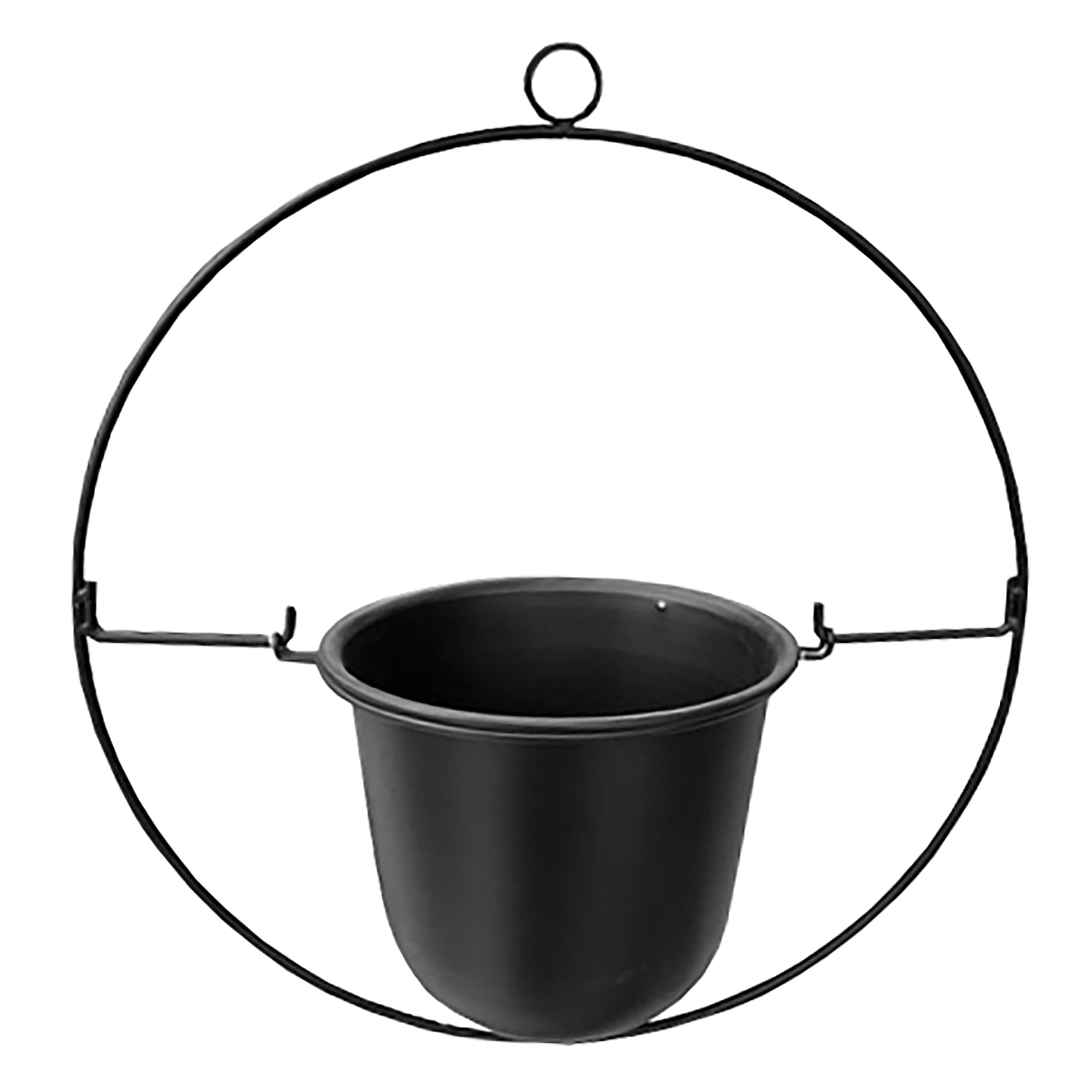 Black Metal Round Hanging Planter for Indoor and Outdoor Use