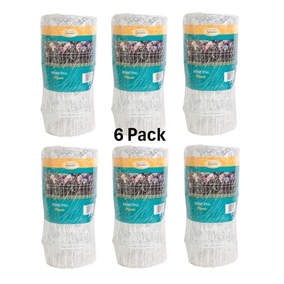 Panacea Metal Wire Garden Edging Fence Roll, White, 14" x 20' Length (Set of 6)