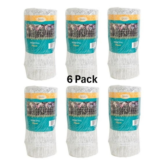 Panacea Metal Wire Garden Edging Fence Roll, White, 14" x 20' Length (Set of 6)