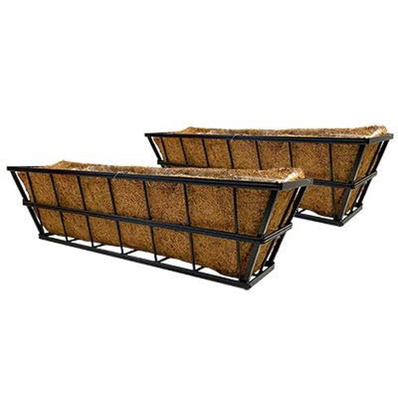 Panacea Modern Farmhouse Deck Planters, Black, 30" L, 2 Pack