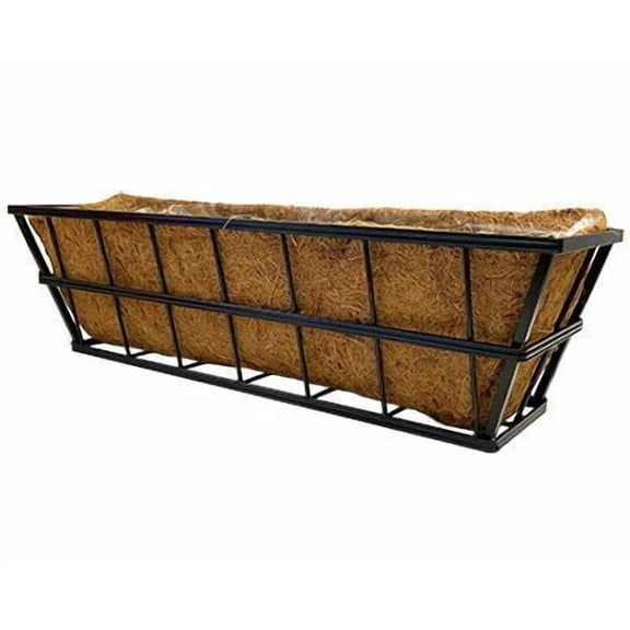 Panacea Modern Farmhouse Deck Planters, Black, 30"L, 2 Pack