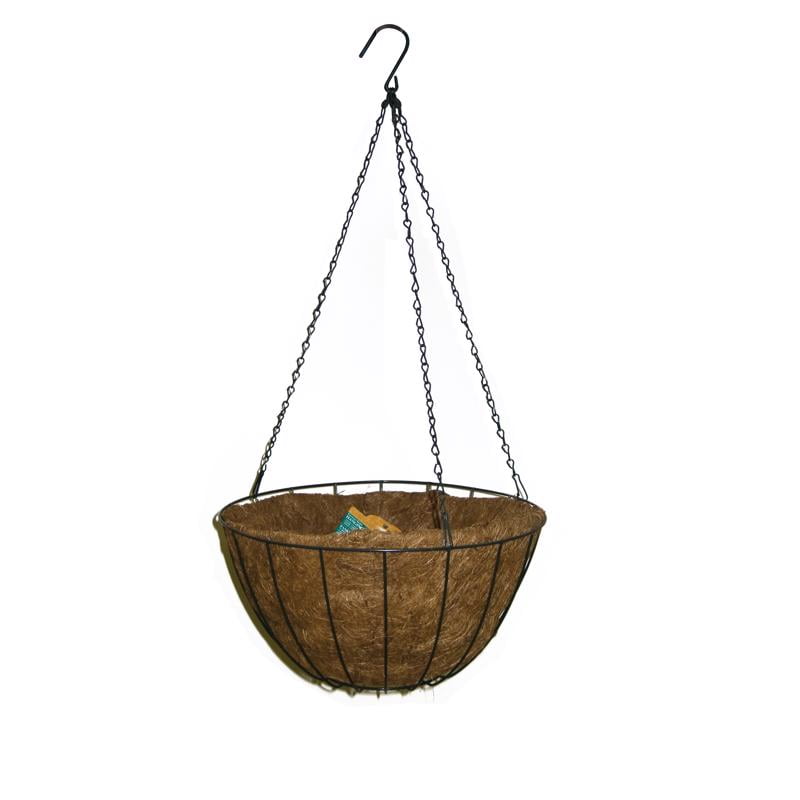 Green Steel Hanging Basket with Coco Liner
