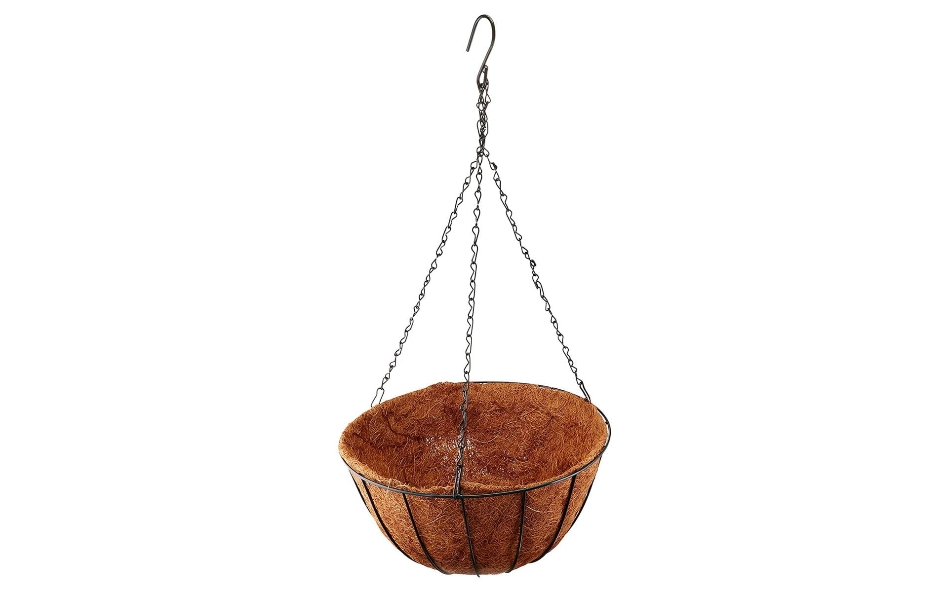 Green Steel Hanging Basket with Coco Liner