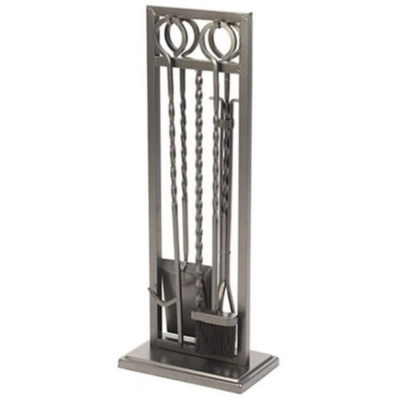 Panacea Products 15094 5-Pc. Fireplace Tool Set, Modern Twist, Antique Iron Steel - Quantity 1