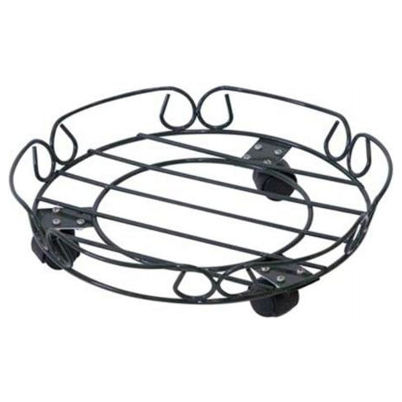 12" Black Steel Round Wheeled Plant Caddy