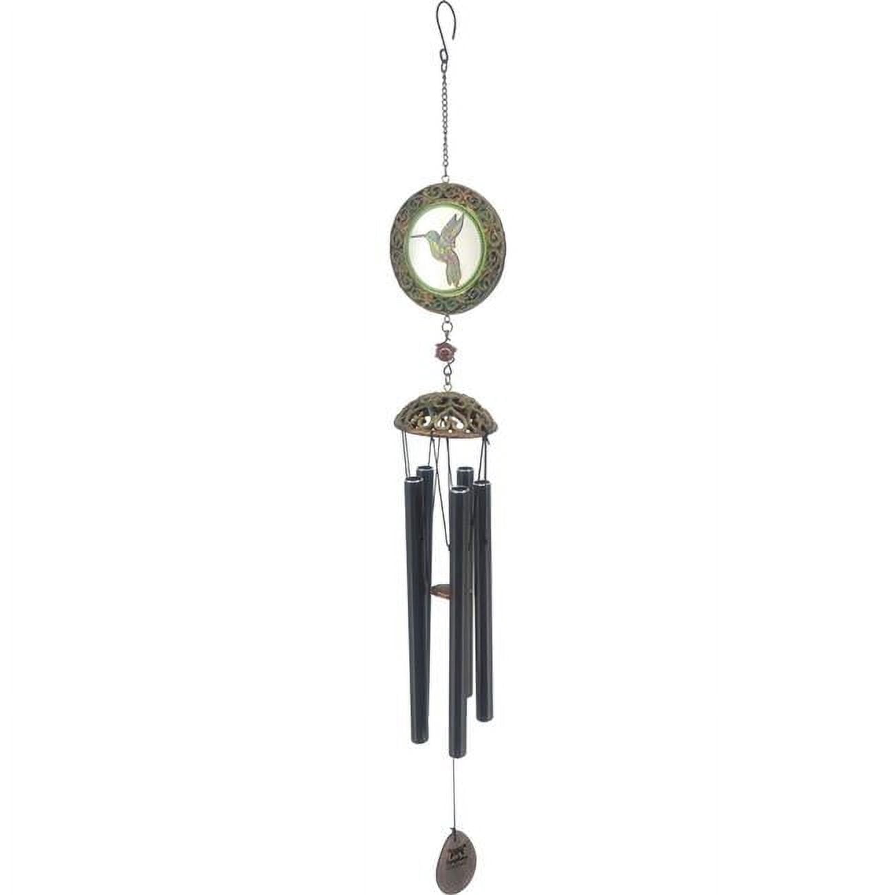Panacea Products 80103 32 in. Glass Hummingbird Wind Chime with Bells - Black