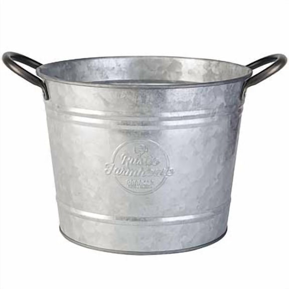 Panacea Rustic Metal Washtub Planter, Galvanized, 8" dia.