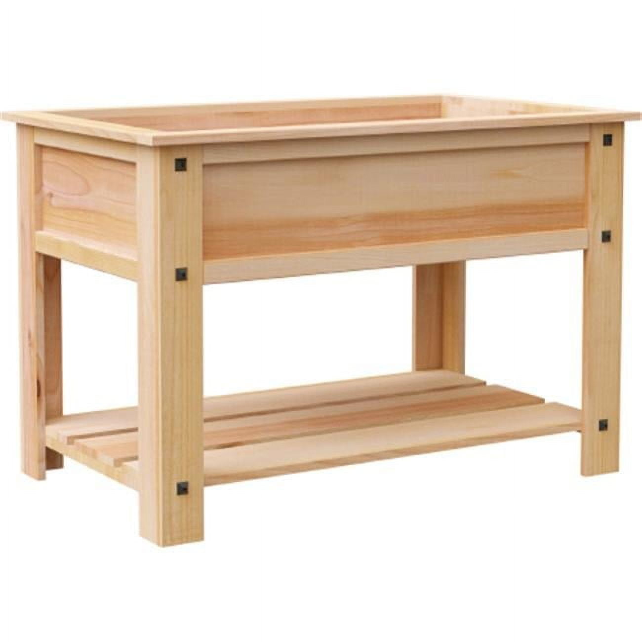 Mission Cedar Elevated Garden Bed with Storage Shelf