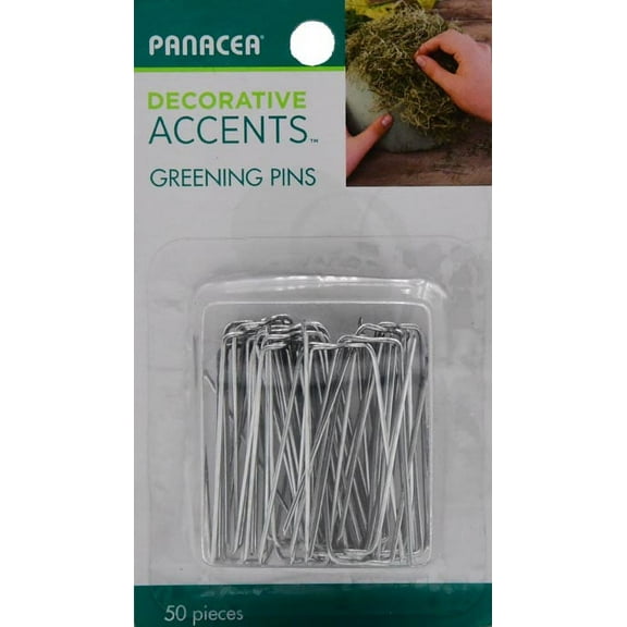 Panacea Products Greening Pins, 4.75" long, Floral Arranging Supplies, Silver Metal, 50 Pieces