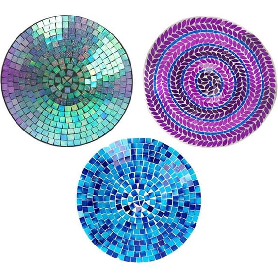 Panacea Products Mosaic Tile Asst Glass Bird Baths W/stnd 3 pk Assorted 16 Inch (Case of 3)
