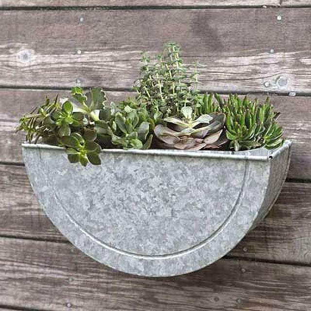 Panacea Rustic Metal Half Barrel Wall or Tabletop Planter - Walmart.com