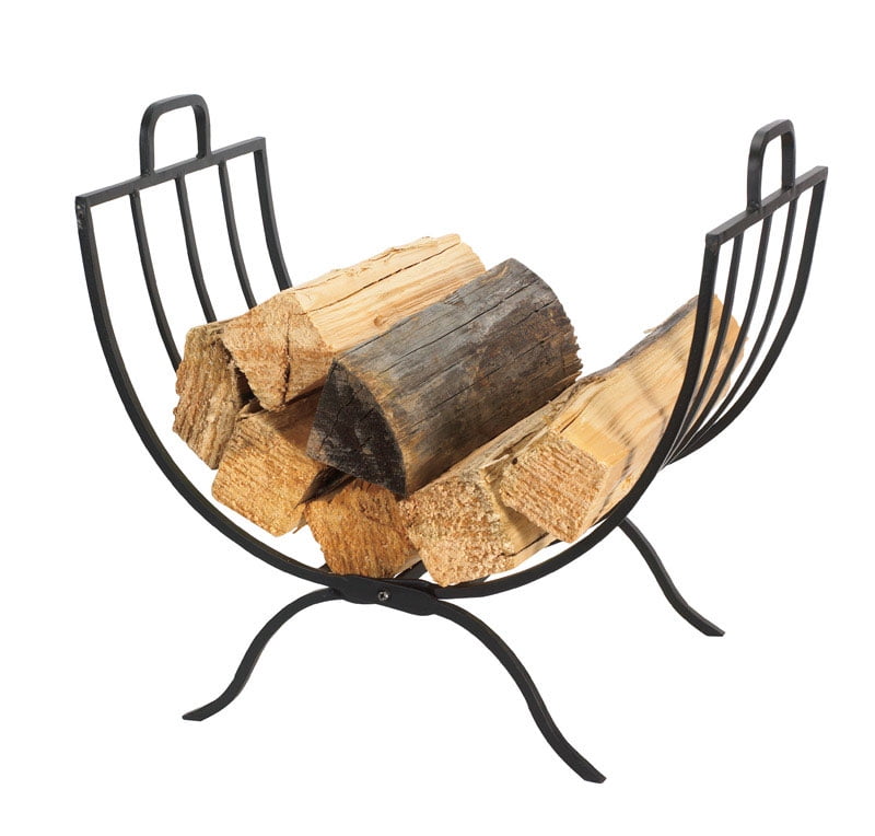 Panacea Black Matte Wrought Iron Outdoor Log Rack
