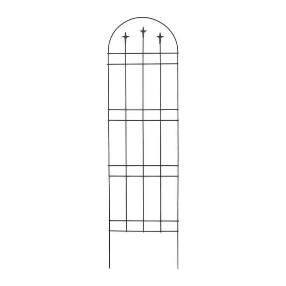 Panacea Garden Arch with Finials Style Steel Trellis, Black, 72"