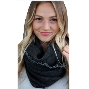 Panache Accessories Infinity Scarf Circle Scarves Fringe Edge 30"x27" Charcoal