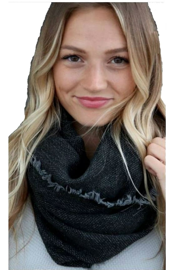 Panache Accessories Infinity Scarf Circle Scarves Fringe Edge 30"x27" Charcoal