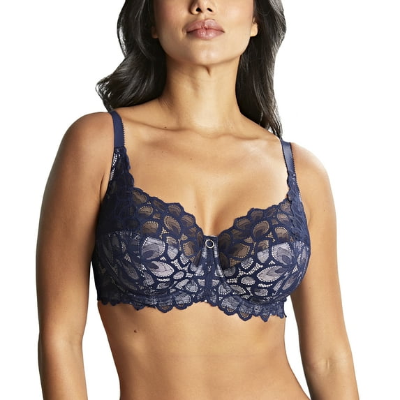 Panache Allure Stretch Lace Full Cup Underwire Bra (10765),30J,Navy
