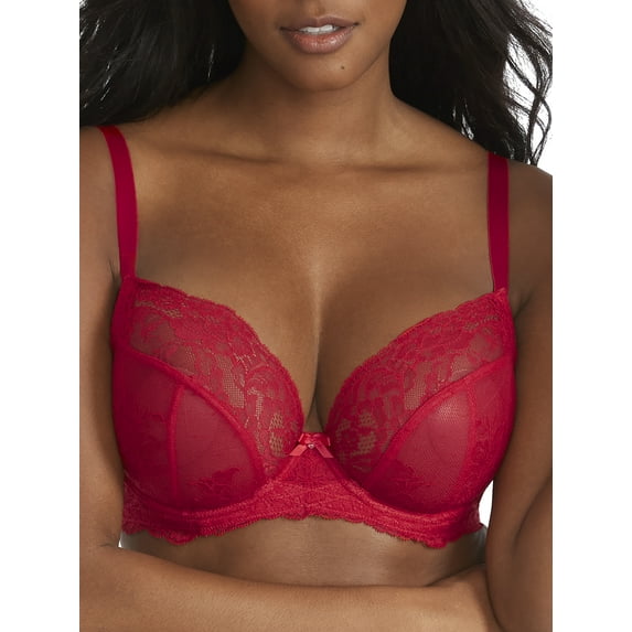 Panache Ana Lace Plunge Underwire Bra (9396),32H,Salsa Red