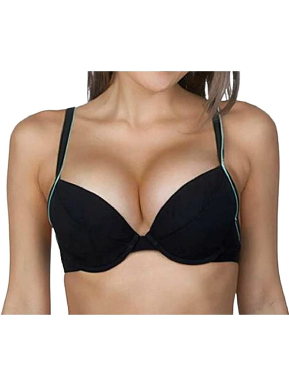 BLACK/AQUA Grace Underwire Bikini Swim Top, US 36DDD/F, UK 36E