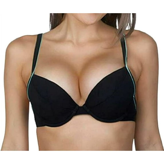 Panache BLACK/AQUA Grace Underwire Bikini Swim Top, US 36I, UK 36G