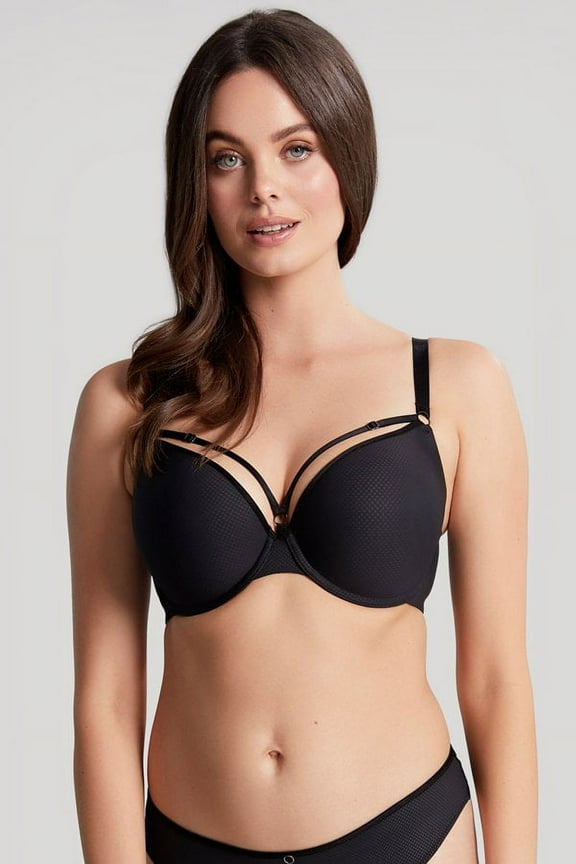 BLACK Elan Luxe Plunge Cage Underwire Bra, US 38G, UK 38F