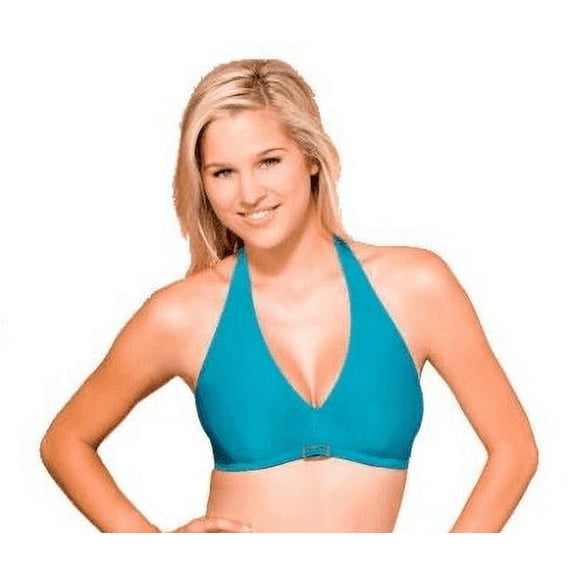 Panache BLUE Halter Illusion Bikini Swim Top, US 32H, UK 32FF