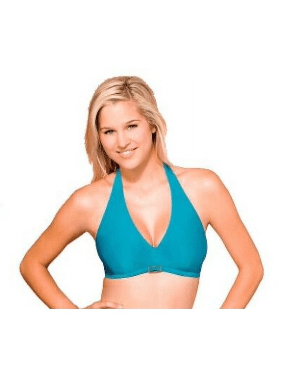 BLUE Halter Illusion Bikini Swim Top, US 32H, UK 32FF