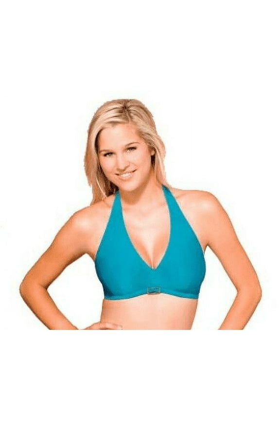 BLUE Halter Illusion Bikini Swim Top, US 38DD/E, UK 38DD