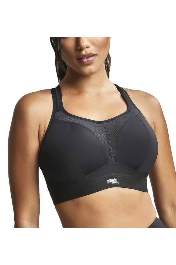 Boundless Racerback Non-Wire Sports Bra (7341B),30DD,Black/Black