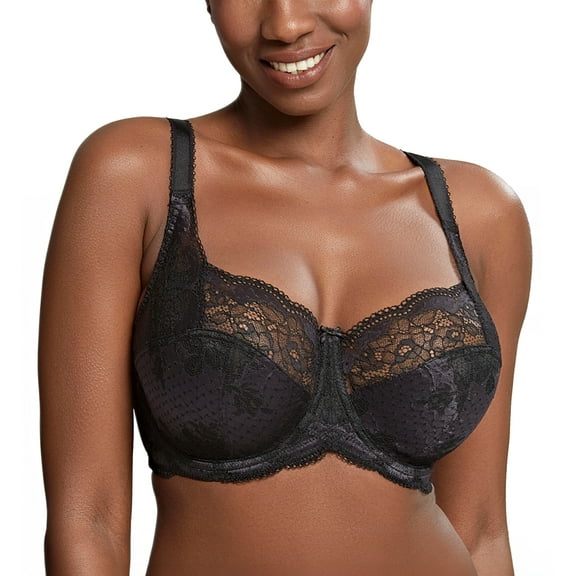 Panache Clara Full Cup Underwire Bra (7255),34J,Charcoal/Black
