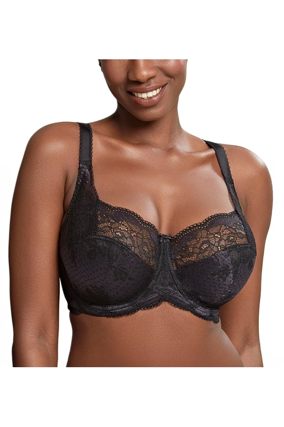 Clara Full Cup Underwire Bra (7255),36GG,Charcoal/Black