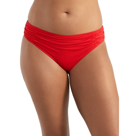 Panache FIERY RED Anya Riva Gathered Shirred Bikini Swim Bottom, US X-Large